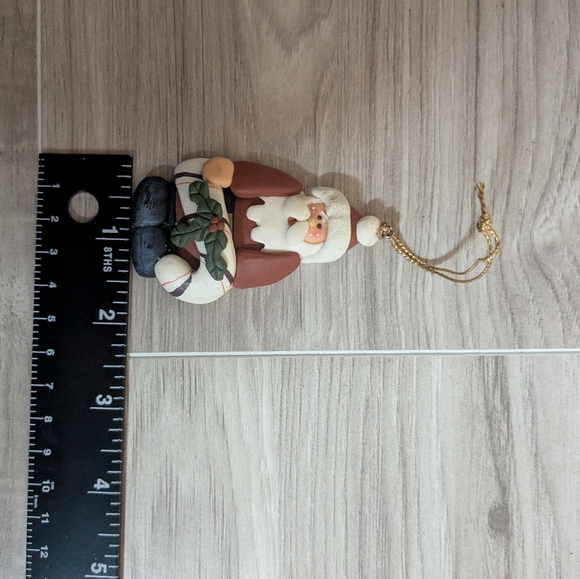 Christmas Tree Holiday Ornament, Santa Claus, Red/White, handmade craft decor - Picture 2 of 5